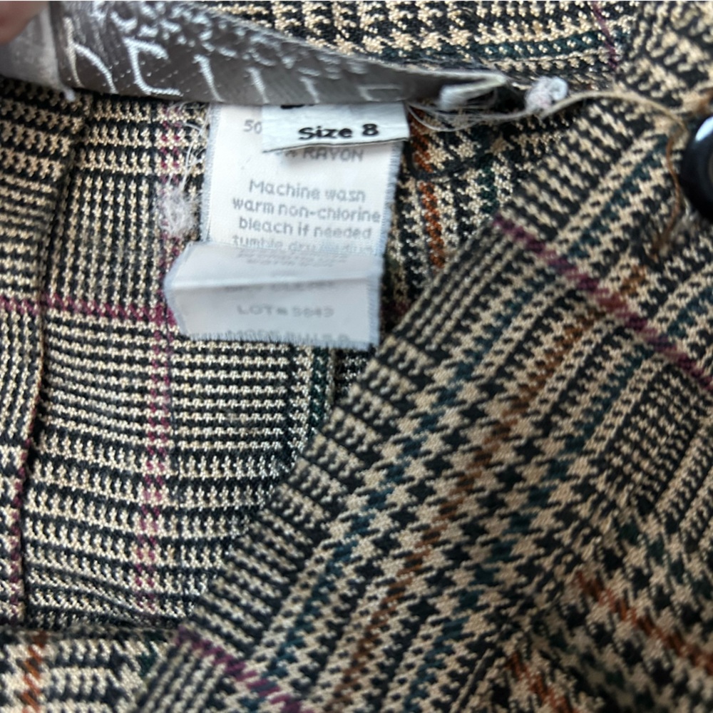 W Sophisticate Petite Tan Plaid Pleated Skirt Size 8 |B62 - Picture 4 of 12